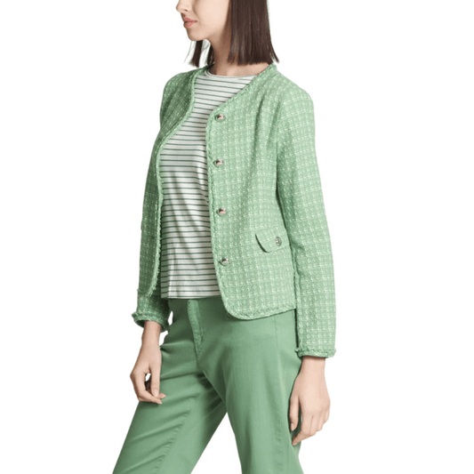 Elegant Round Neckline Twill Jacket