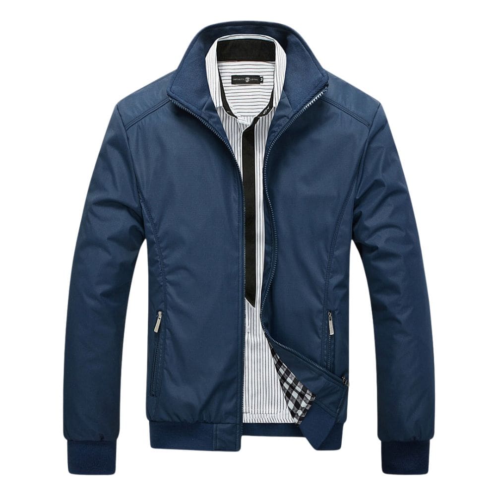 Men’s Stand Collar Jacket – Tailored Fit & Midweight Warmth