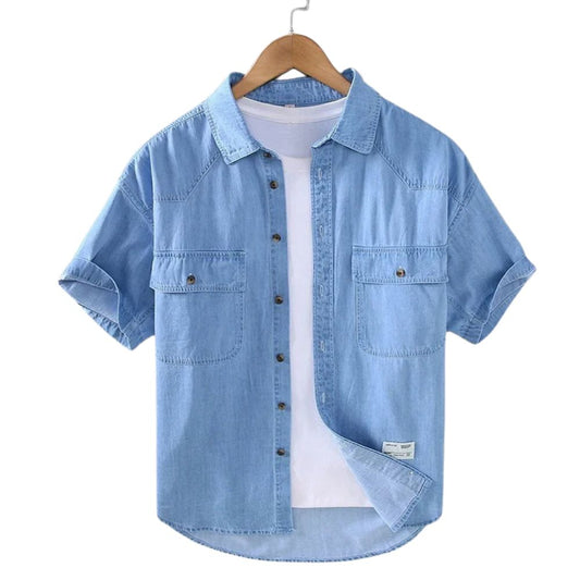 Short Sleeve Classic Cotton Denim Shirt