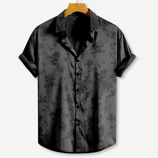 Elegant Floral Embroidery Noir Bloom Shirt – Luxury Comfort & Versatile Style