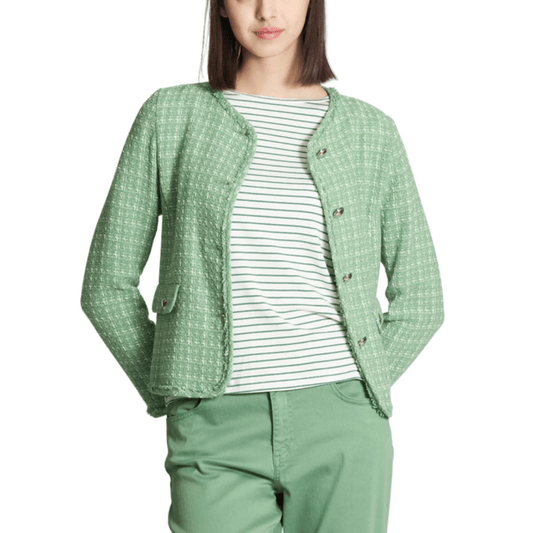 Elegant Round Neckline Twill Jacket