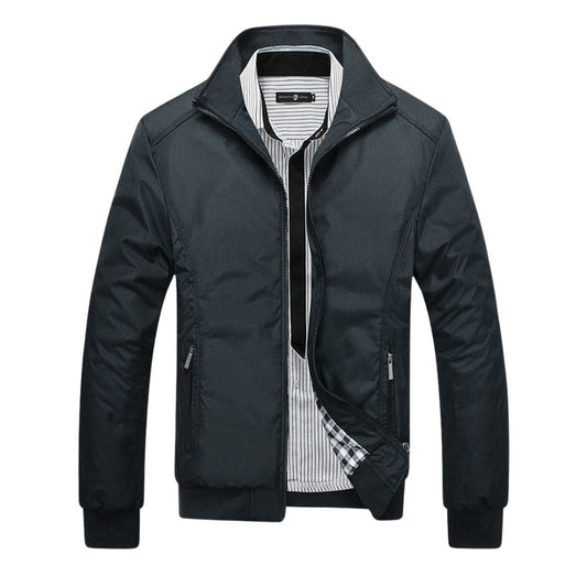 Men’s Stand Collar Jacket – Tailored Fit & Midweight Warmth